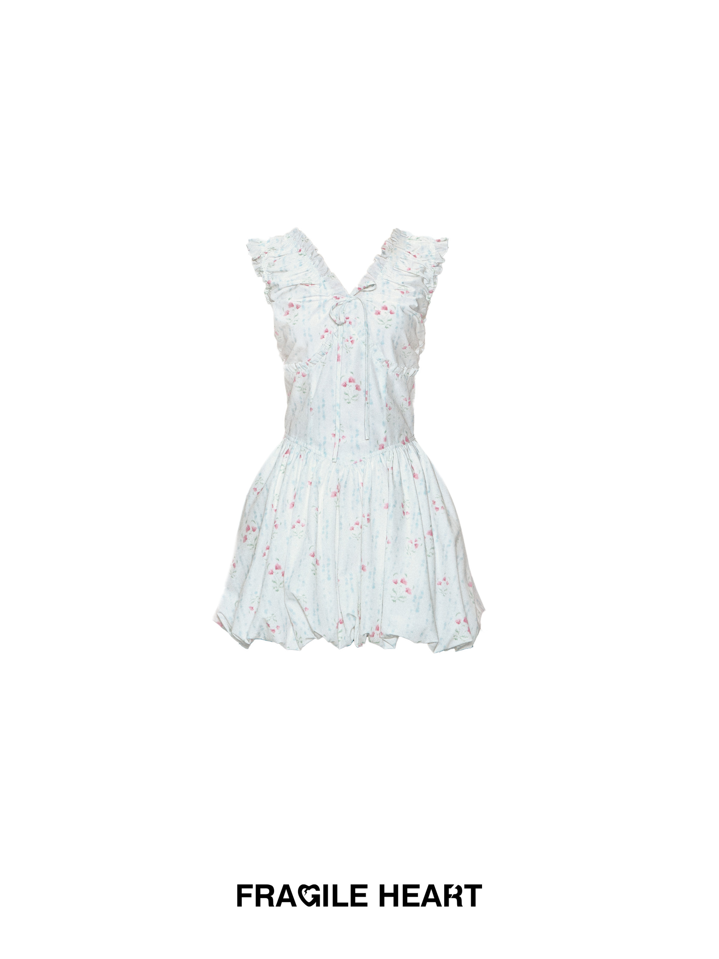 Blue Bellflower Vacation Style Floral Bud Dress with Waist-Defined Design – Perfect for Summer 90s and Y2K Inspired Looks