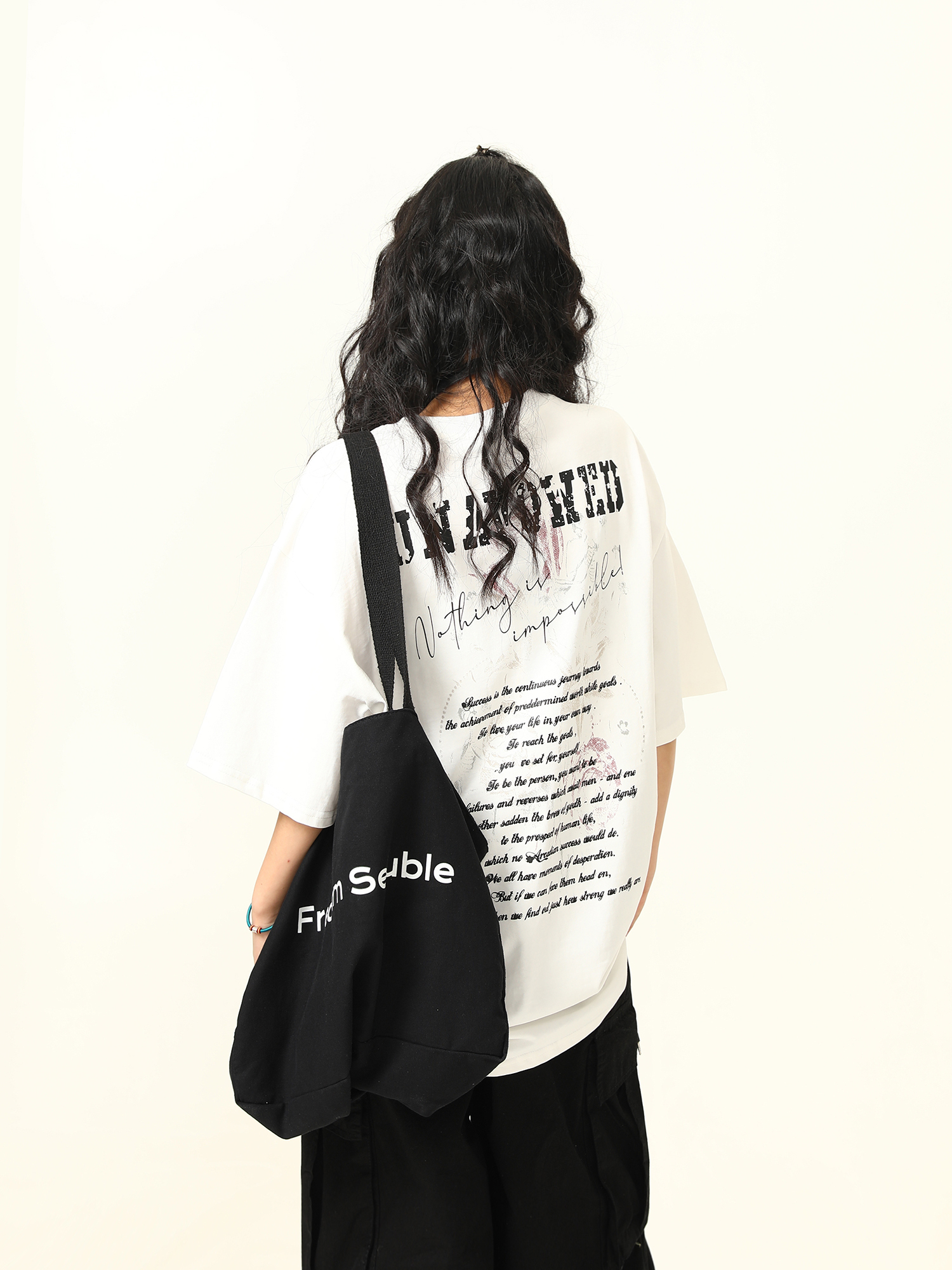 Blurred Letter Short-Sleeve T-Shirt for Men and Women - American Street Style Summer Couple Top