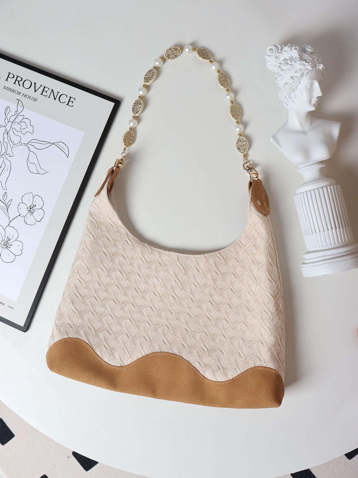 Bohemian Beaded Tote Bag for Women - Large Capacity Woven Shoulder Bag for Commuting and Vacation