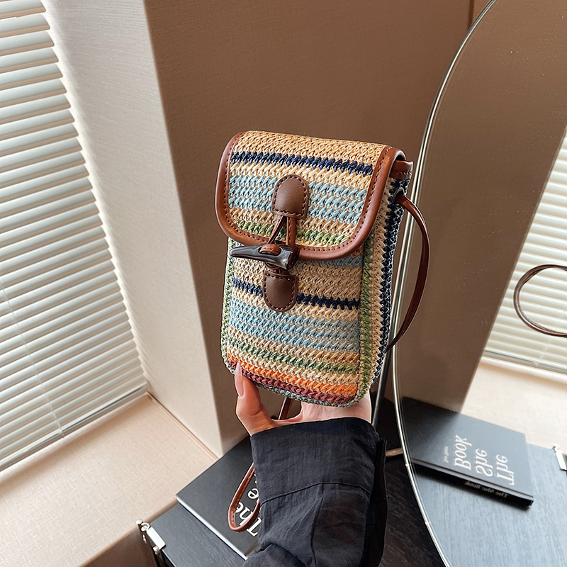 Bohemian Woven Straw Beach Bag for Women, 2025 Vacation Crossbody Shoulder Tote for Seaside Style