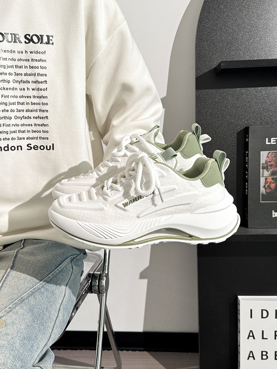 Breathable Mesh Casual Sports Shoes for Men - Summer Soft Sole Height-Increasing Minimalist Dad Sneakers - Popular Little White Shoes