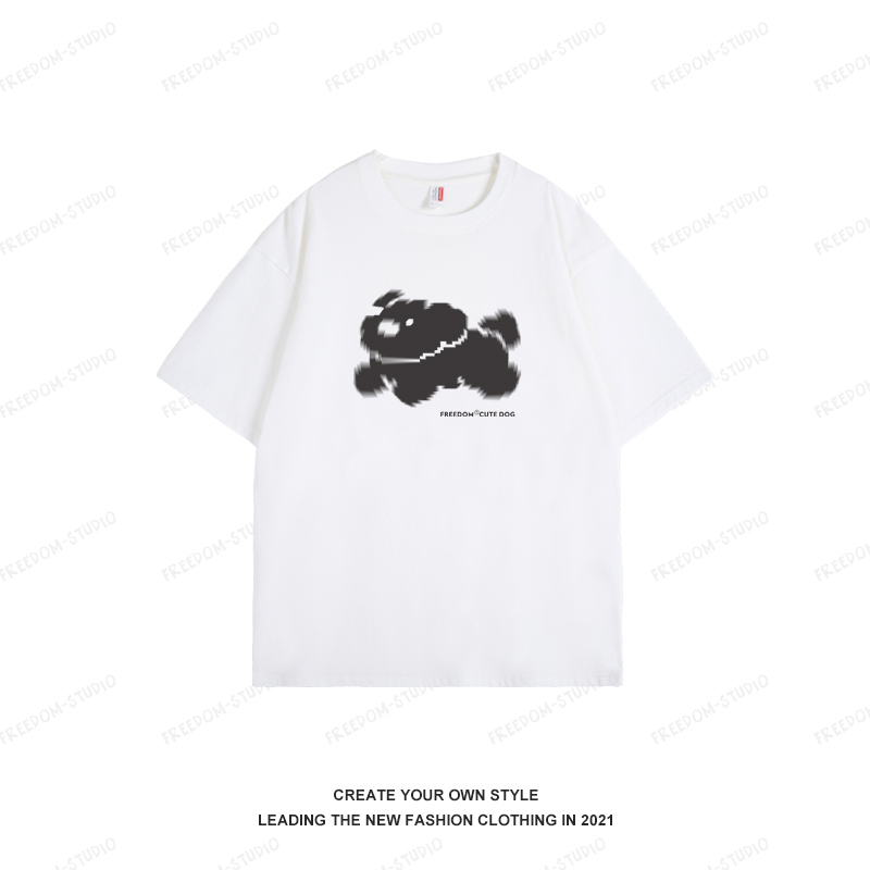 Cartoon Graffiti Print Pure Cotton Short-Sleeve T-Shirt for Women, Unique Summer Top, Versatile Couple's Style