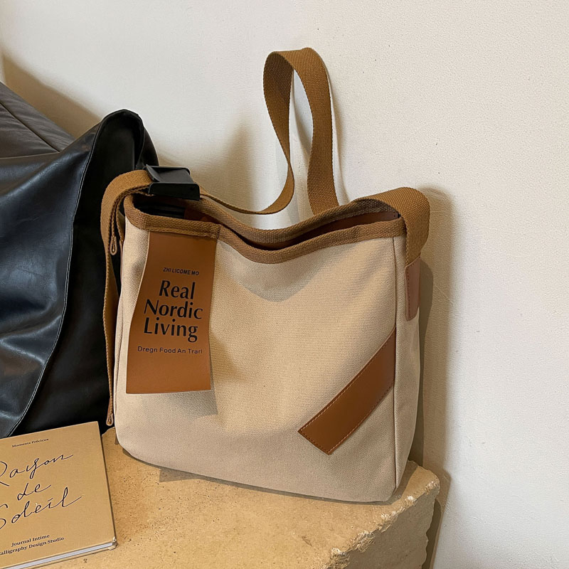 Casual Versatile Canvas Tote Bag for Women, Large Capacity Shoulder Crossbody Commuter Bag, Trendy 2025 Style