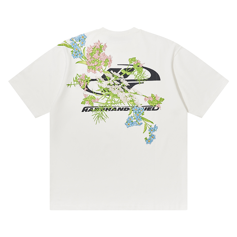 Chinese-Style Floral Embroidery Short Sleeve T-Shirt - Couples National Trend, Y2K Aesthetic, Fashionable Streetwear