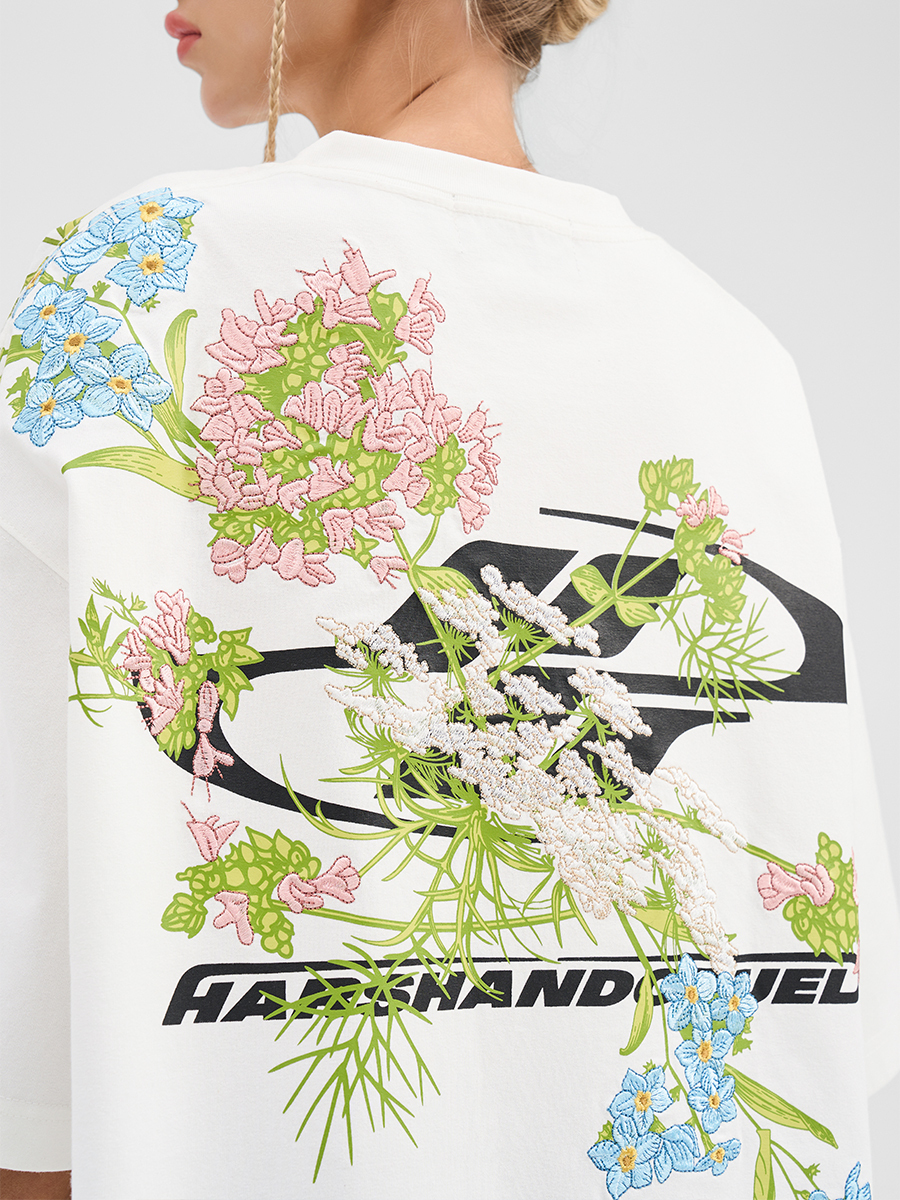 Chinese-Style Floral Embroidery Short Sleeve T-Shirt - Couples National Trend, Y2K Aesthetic, Fashionable Streetwear