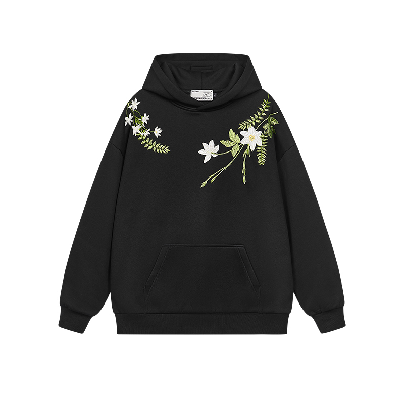Chinese-Style Floral Wreath Embroidery Hoodie - Y2K Inspired Silhouette Sweatshirt for Trendy Urban Fashion