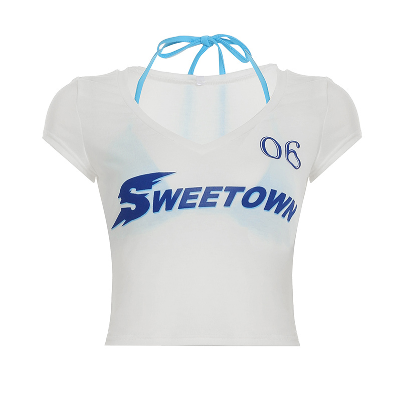 Color-Block Letter Short-Sleeve T-Shirt Top & Waist-Seamed Pleated Loose Dance Long Pants Set - Trendy Two-Piece Outfit
