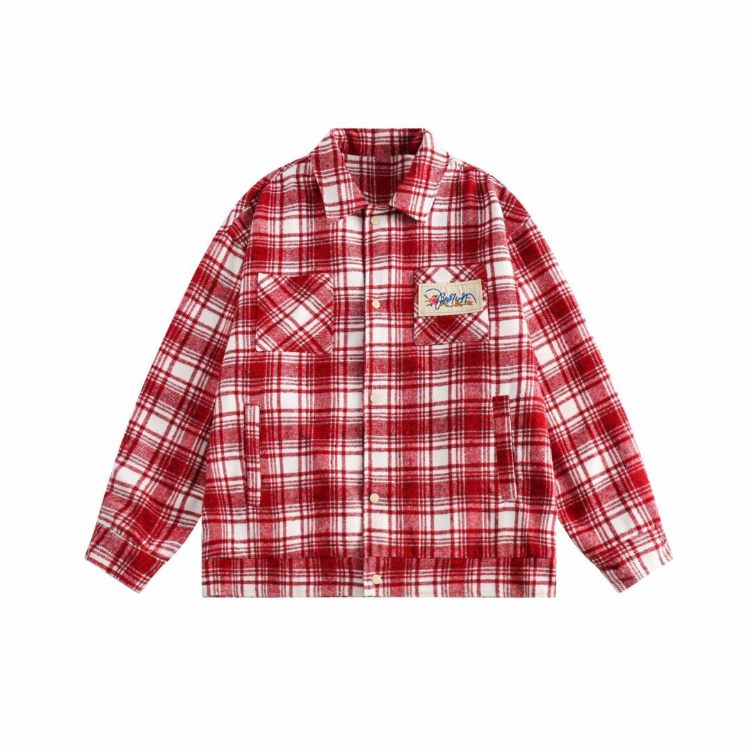 Color-Blocked Plaid Long Sleeve Shirt - Unisex High Street Trendy Jacket for Autumn - 90s American Style