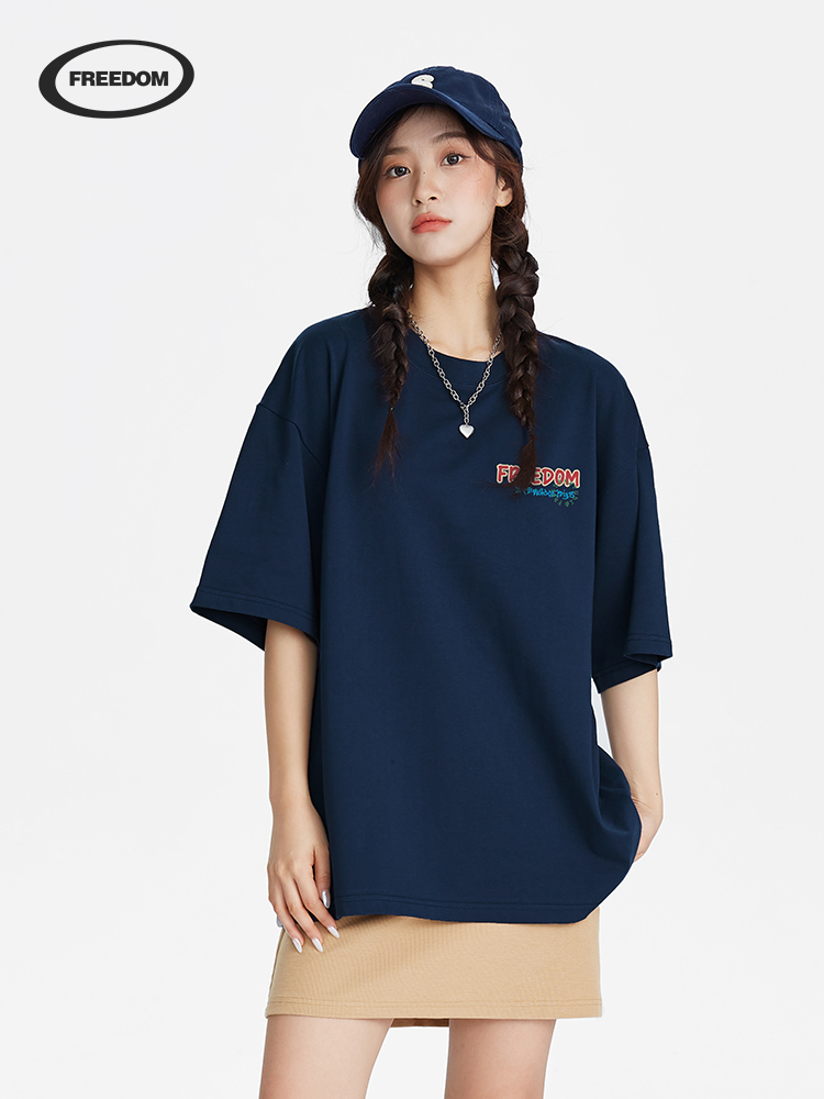 Colorful Graffiti Letter Short Sleeve T-Shirt for Women - Summer Casual Style Pure Cotton Top - Y2K Streetwear Fashion