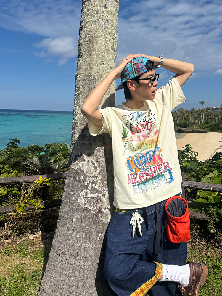 Colorful Letter Printed Short Sleeve T-Shirt for Men and Women - Casual Loose Fit Summer Minimalist Top, American Style Fashion