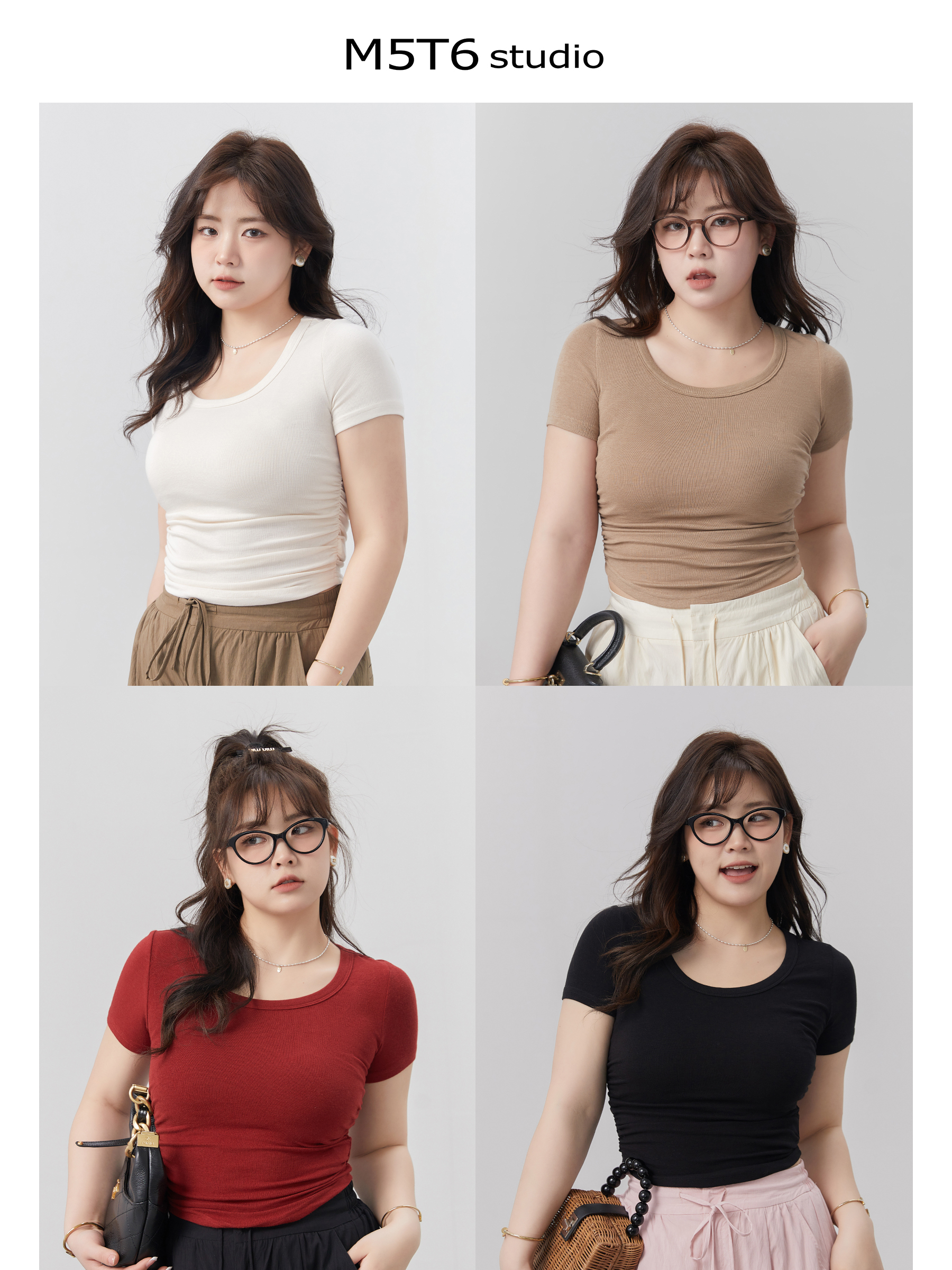 Curvy High Elastic Slimming Short Sleeve T-Shirt for Plus Size, Comfortable Inner Top, Trendy Casual Wear