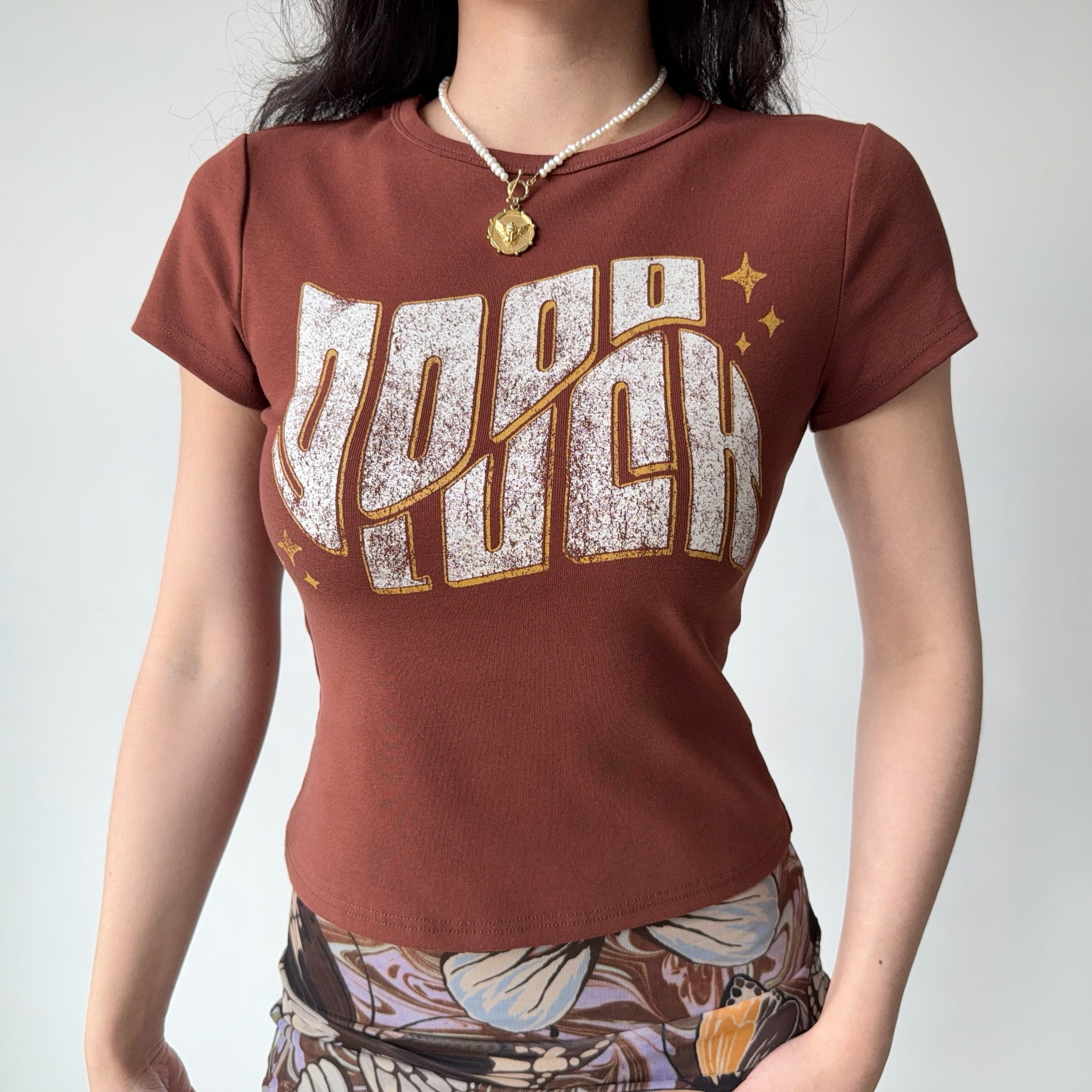 Custom American Vintage Letter Print Round Neck Short Sleeve T-Shirt for Women - Slim Fit Summer Casual Top