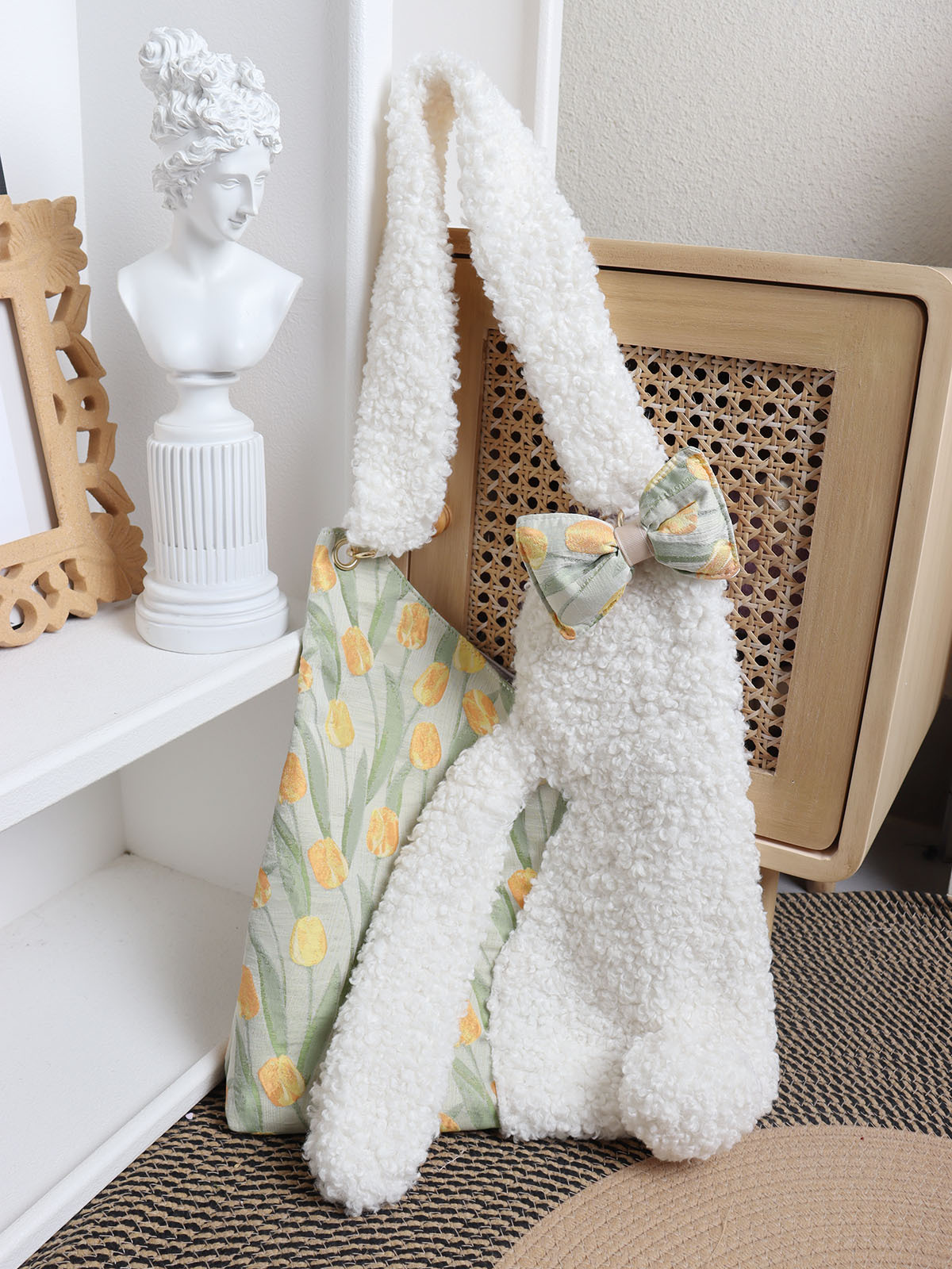 Cute Floppy-Eared Rabbit Plush Color-Blocking Large Capacity Shoulder Crossbody Bag – Adorable Y2K Style for Everyday Use