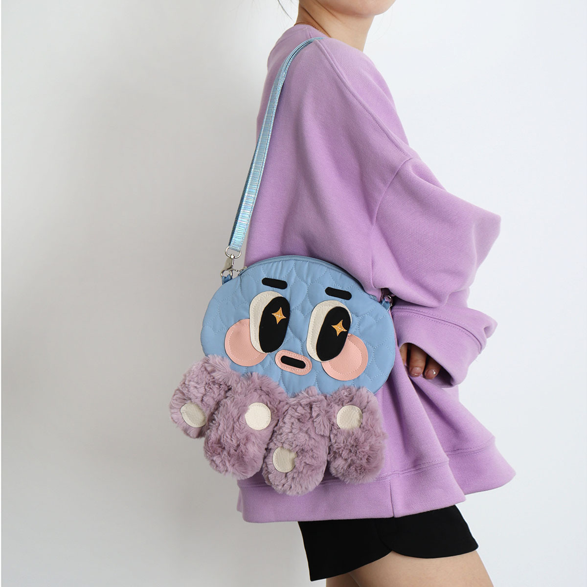 Cute Soft Plush Octopus Crossbody Bag - Fashionable Compact Underarm Bag in Korean Style, Versatile for Everyday Use
