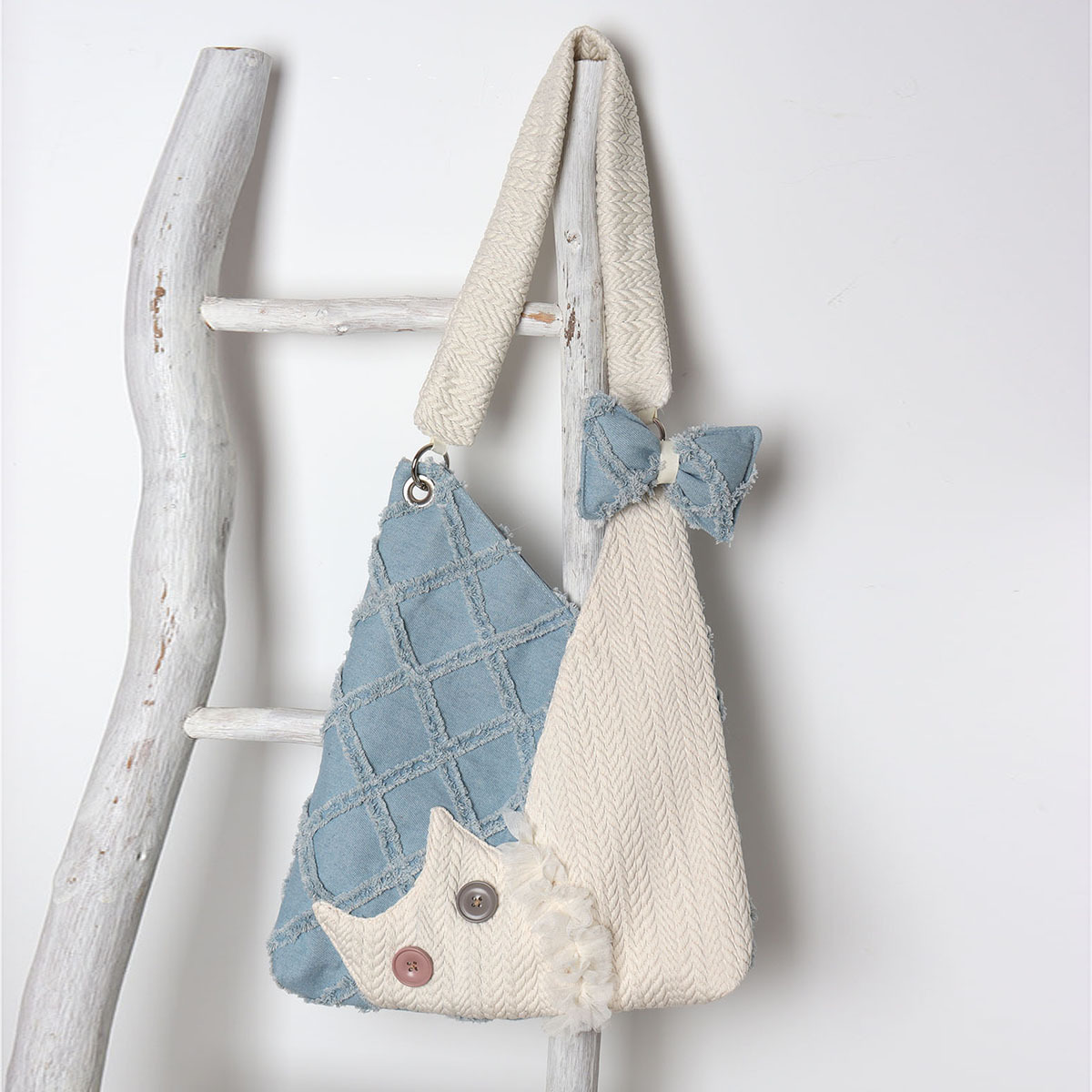 Denim Plaid Cat Shoulder Crossbody Bag - Original Design, Cute and Stylish, Ideal for Casual and Y2K Fashion Enthusiasts