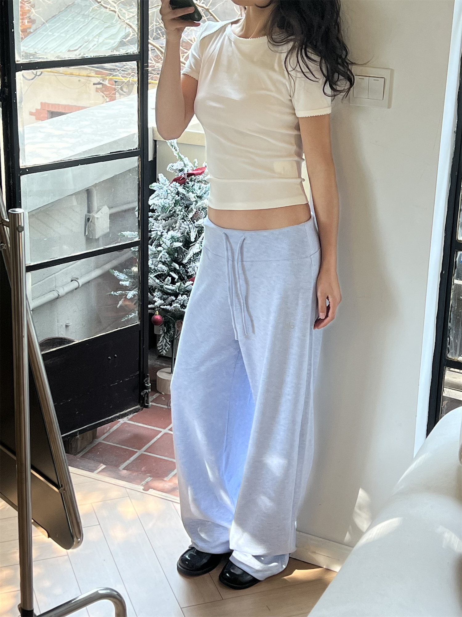 Draped Drawstring Wide-Leg Pants for Women - Casual Relaxed Fit, Versatile Floor-Length Style for Spring/Summer 2025 Fashion