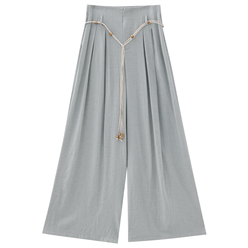 Draped Ice Silk Wide-Leg Pants for Women - Casual Summer Trousers, Loose Comfortable Fit, Trendy Bangkok Market Style