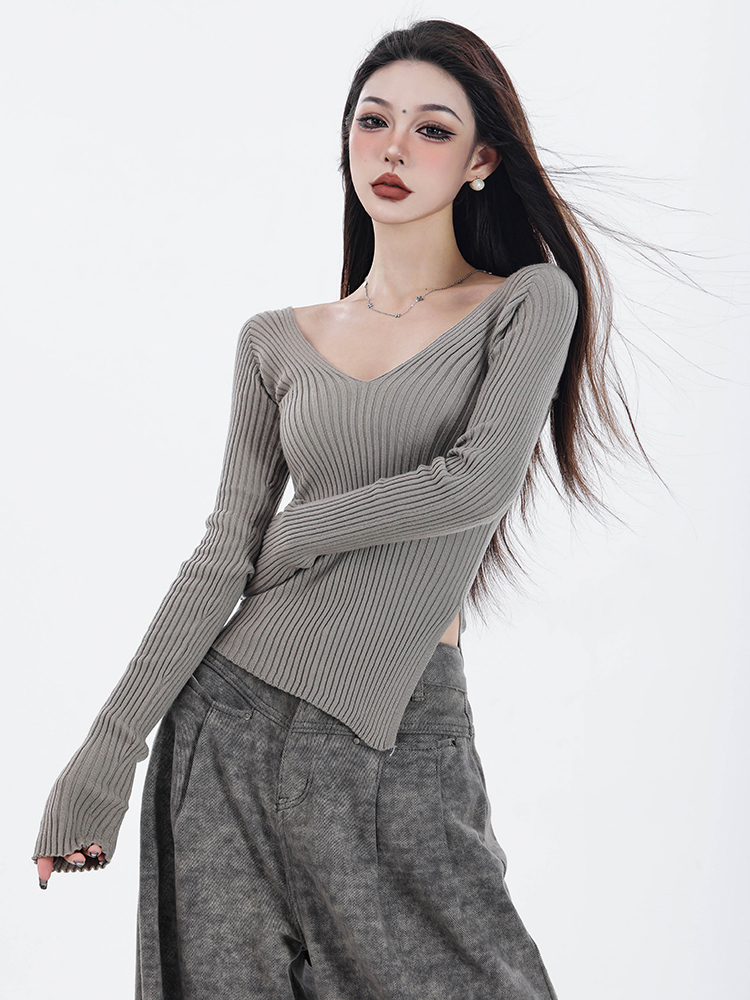 Elegant Off-Shoulder Knit Sweater Top for Women - Autumn Fashion, Cozy Style, Trendy Layering Piece
