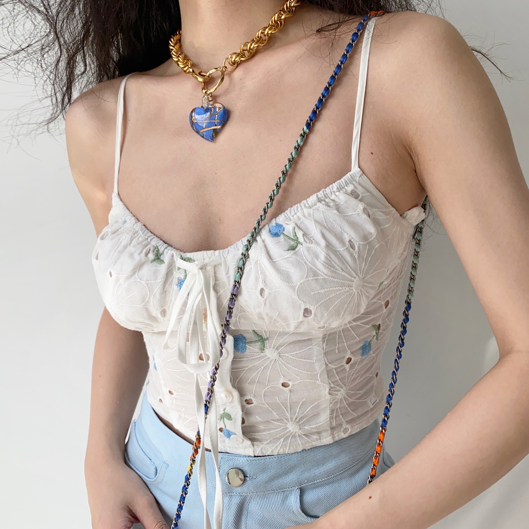 Elegant Vintage Lace Embroidery Strap Top - Handmade Women's Summer Outerwear - French Style Short Top for Effortless Chic
