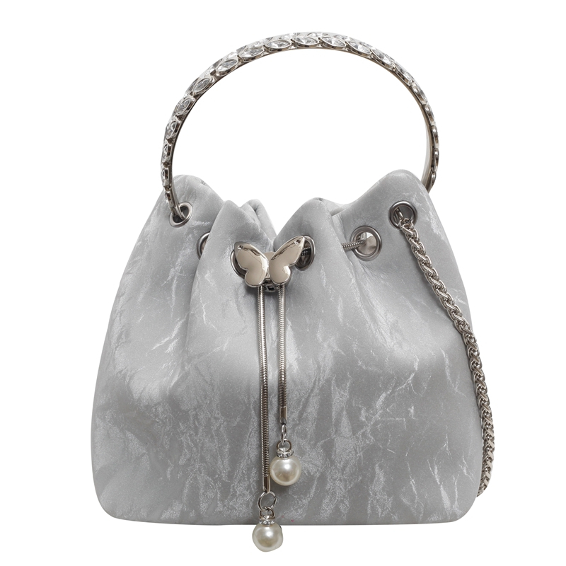 Exquisite Summer Crossbody Handbag for Women - Small Silver Chain Bucket Bag 2025 Trend