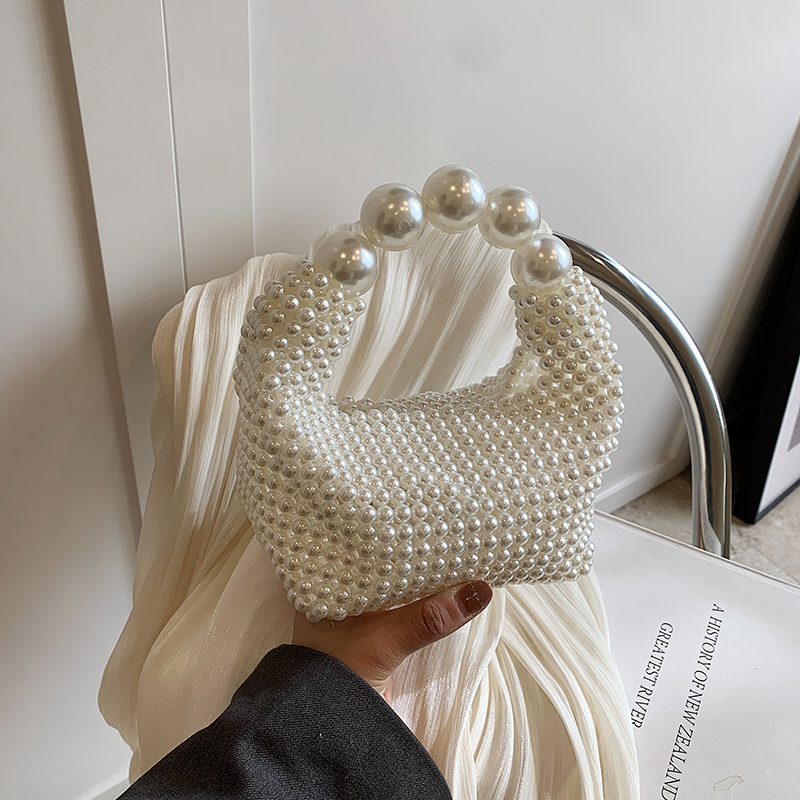 Fashionable Pearl Woven Handbag for Women, Niche Design Crossbody Bag, 2025 Spring/Summer Style