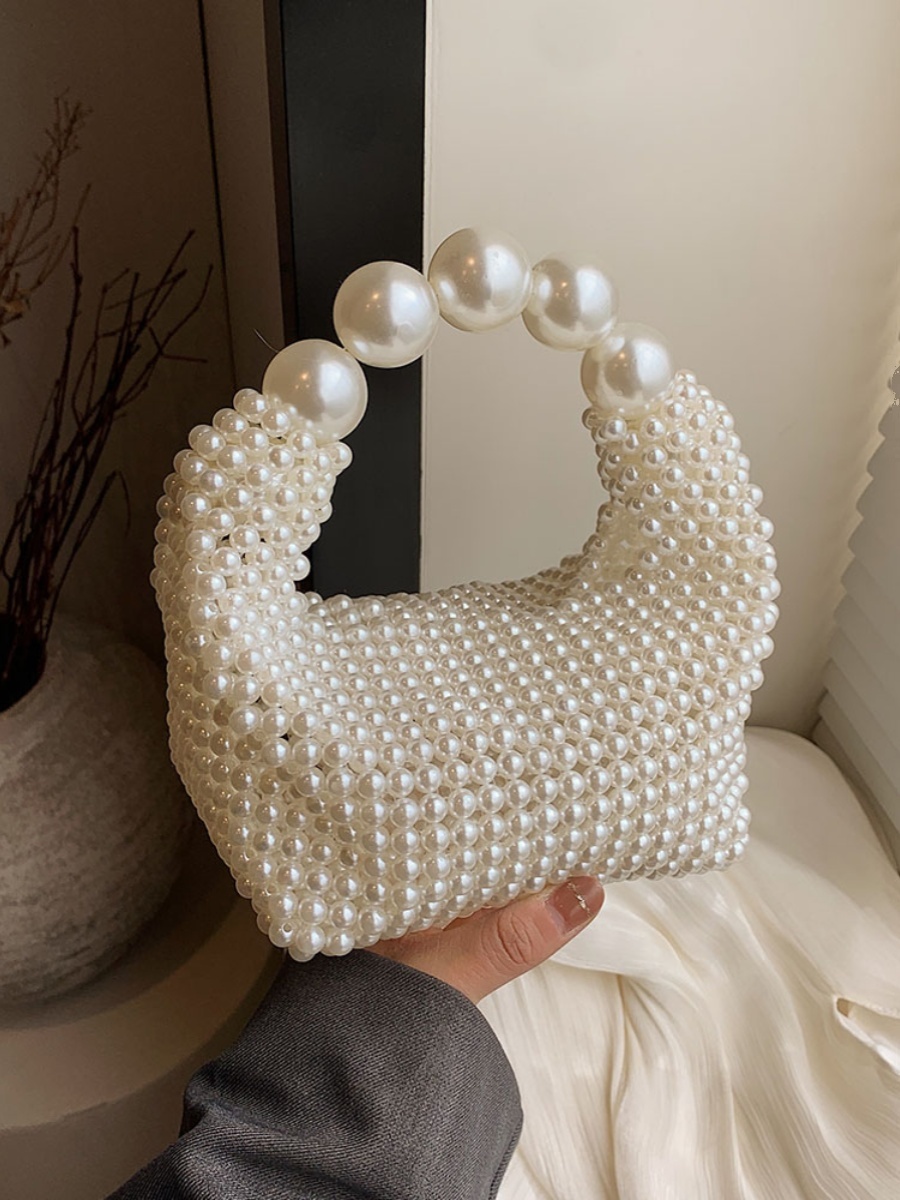 Fashionable Pearl Woven Handbag for Women, Niche Design Crossbody Bag, 2025 Spring/Summer Style