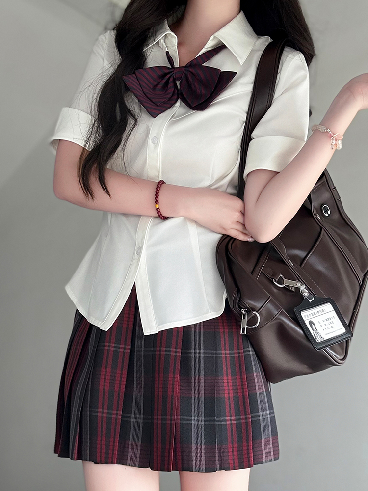 Fitted Short Sleeve Pudding Bear JK Uniform Blouse - Summer Japanese School Style Women's Top for Y2K and Kawaii Fashion