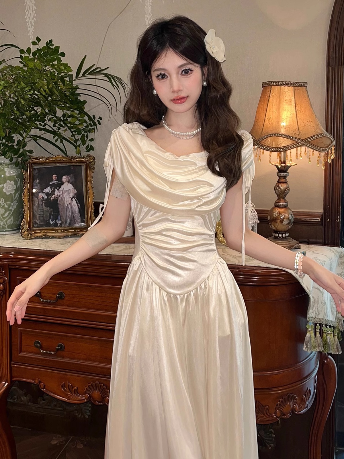 Flared Collar Little White Dress with French Court Design - Three-Color High-End Summer Dress for a Chic 90s Look