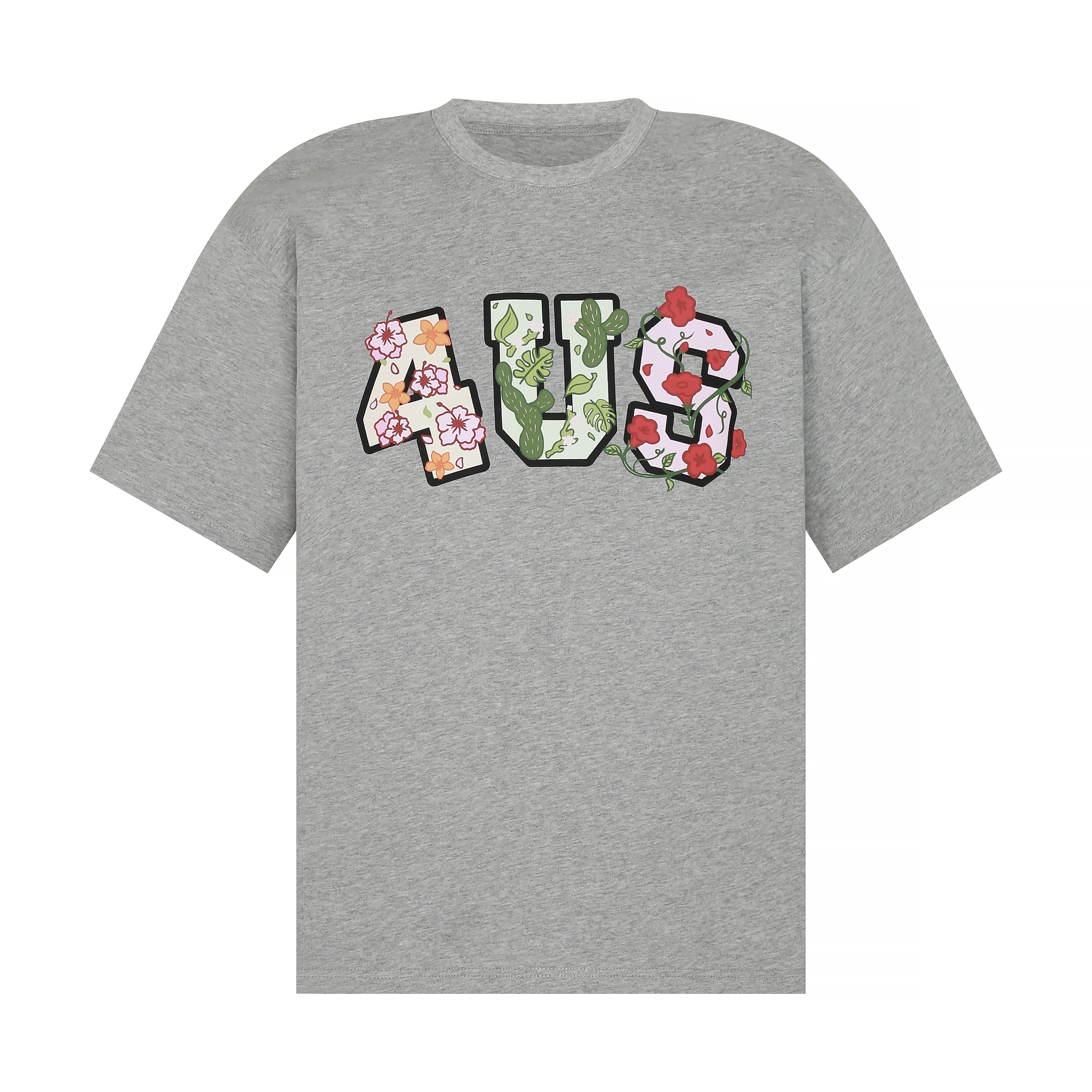Floral Cactus Morning Glory Embroidered Short Sleeve Loose Unisex T-Shirt - Spring Summer 90s Vintage Style