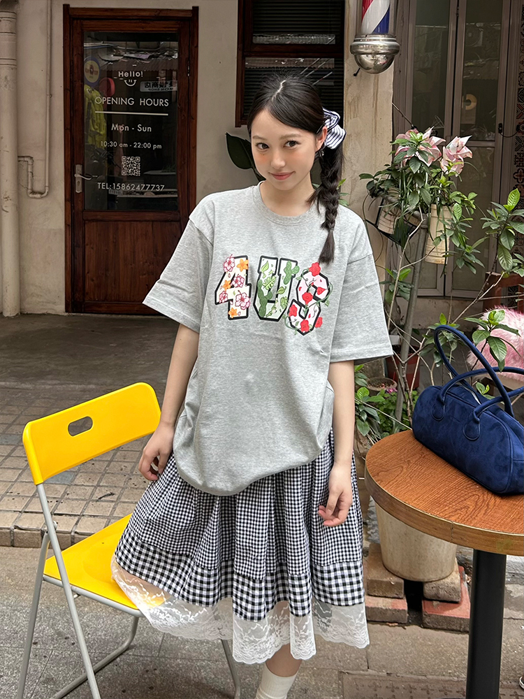 Floral Cactus Morning Glory Embroidered Short Sleeve Loose Unisex T-Shirt - Spring Summer 90s Vintage Style