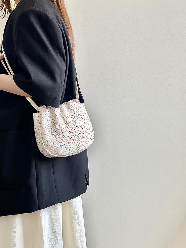 Floral Canvas Crossbody Bag for Women - Spring/Summer Minimalist Design, Versatile Small Handbag, 2025 Trendy Style