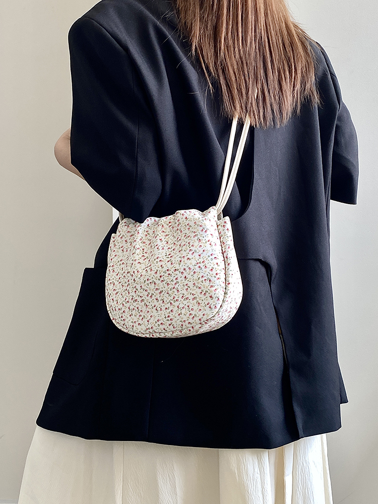 Floral Canvas Crossbody Bag for Women - Spring/Summer Minimalist Design, Versatile Small Handbag, 2025 Trendy Style