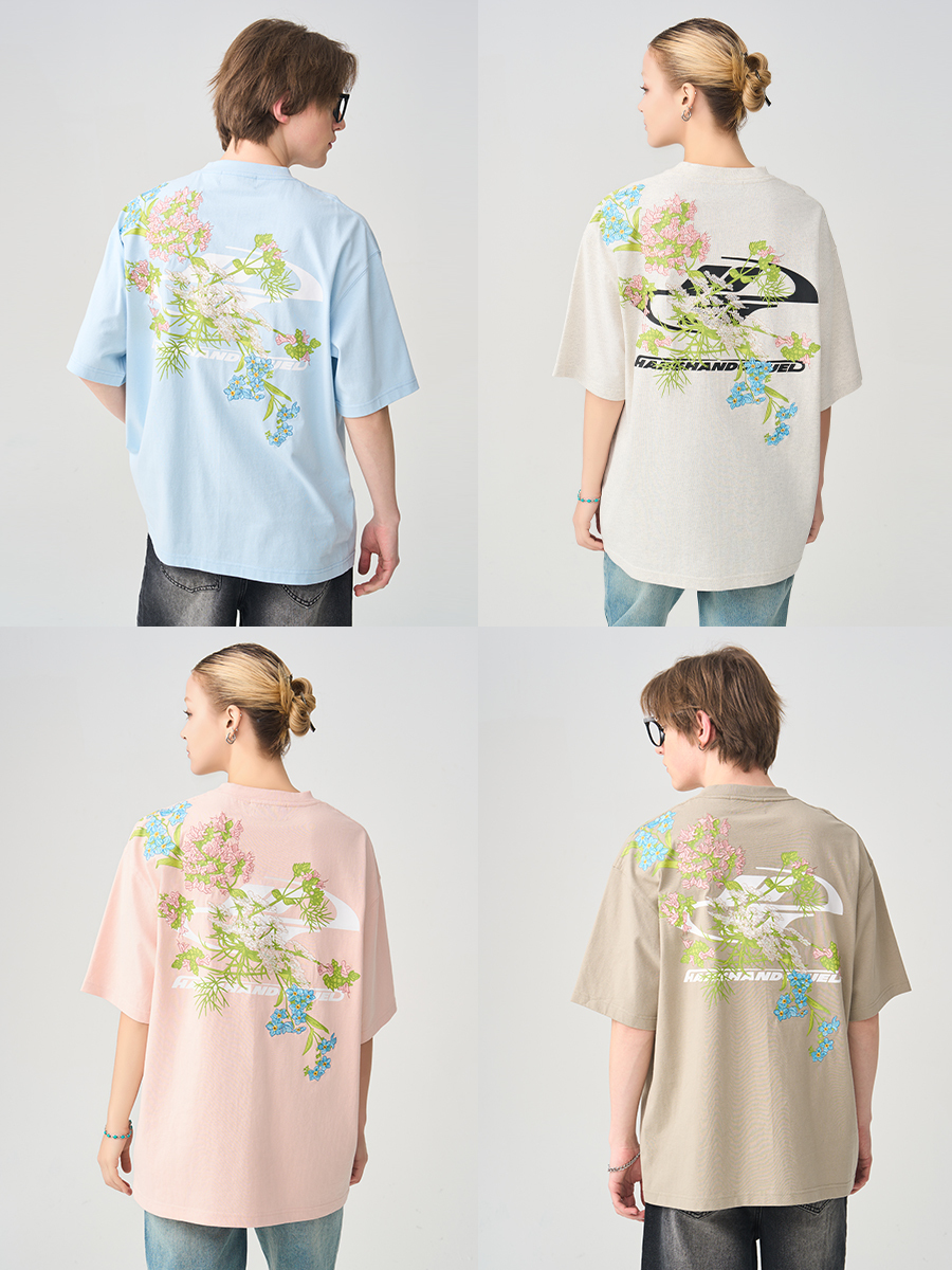 Floral Chinese Embroidery Short Sleeve T-Shirt - Street Style Couple Tee, Y2K National Trend Fashion, Korean Inspired