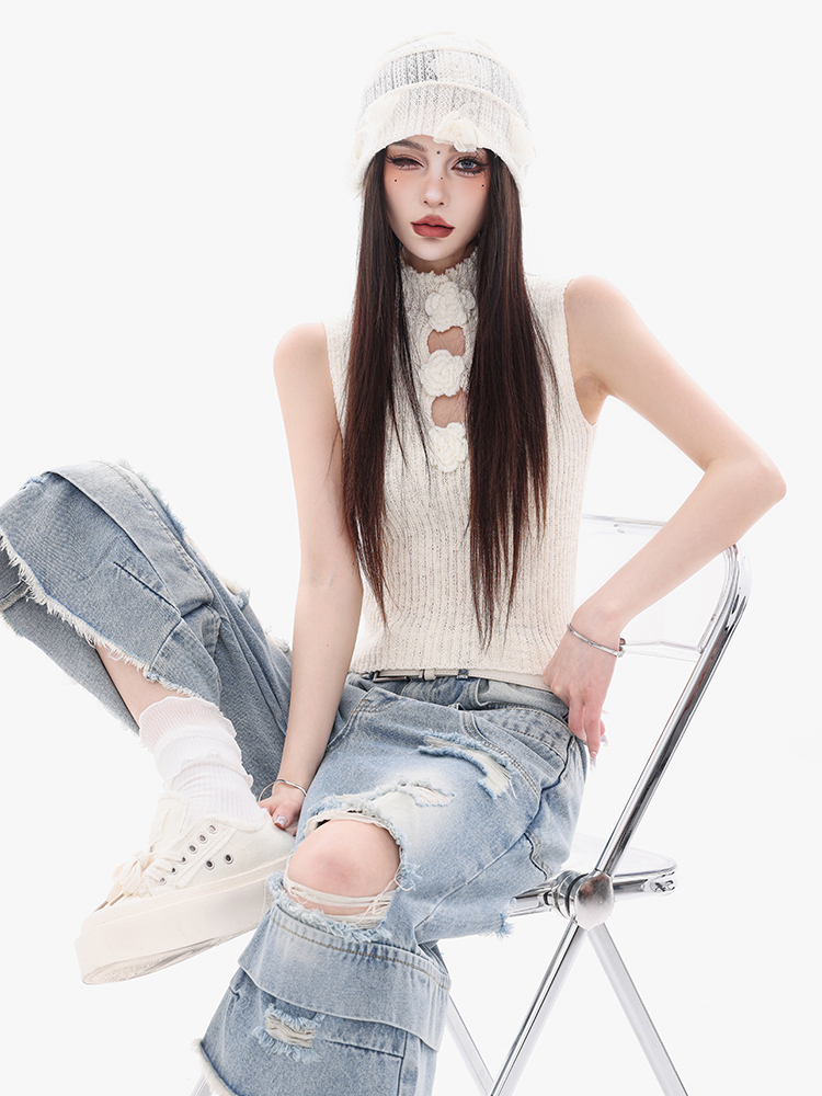 Floral Design Sleeveless Tank Top for Women - Slim Fit American Style Camellia Chronicles Fashion Top