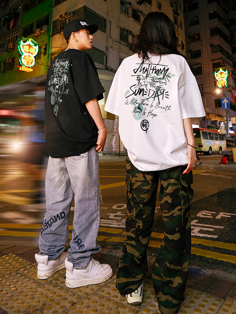 Floral Graphic Short Sleeve T-Shirt, Unisex, 280g Heavyweight, 2025 New Arrival, Y2K Style, Trendy Streetwear Fashion