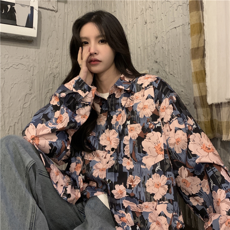 Floral Long Sleeve Beach Shirt for Women - Vintage Hawaiian Style Loose Top for Spring 2025 - Trendy Casual Wear