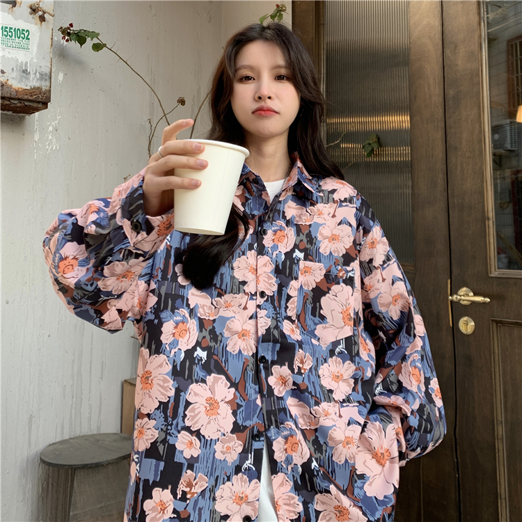 Floral Long Sleeve Beach Shirt for Women - Vintage Hawaiian Style Loose Top for Spring 2025 - Trendy Casual Wear
