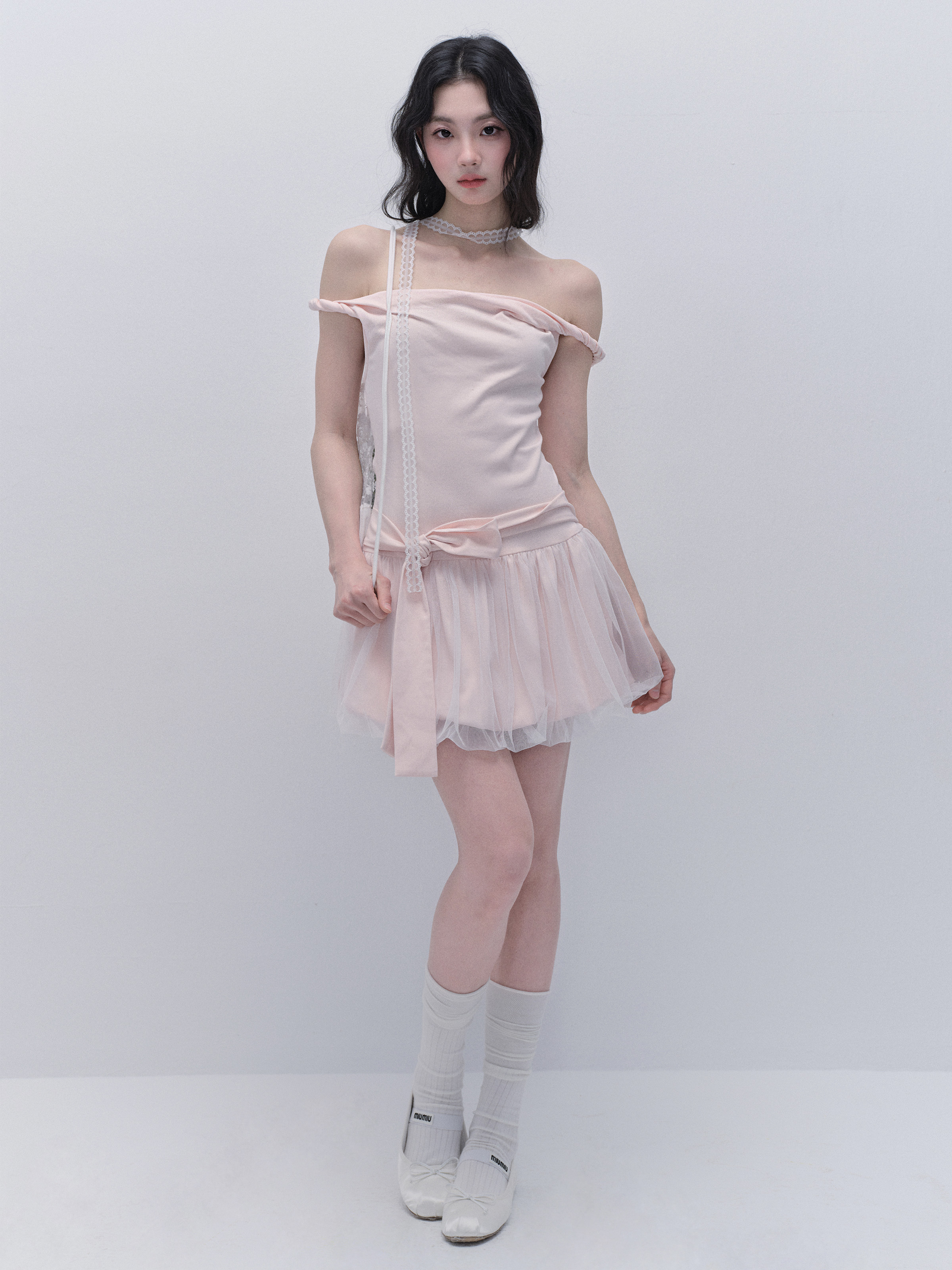 Floral One-Shoulder Strap Dress with Tulle - Sweet Slip Dress for Date Night - Trendy 90s Inspired Style