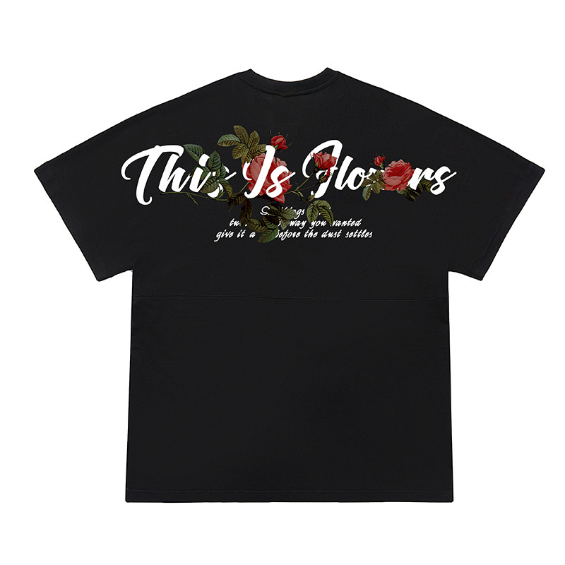 Floral Oversized Short Sleeve T-Shirt for Men - Trendy Loose Batwing Top for Summer, American High Street Style