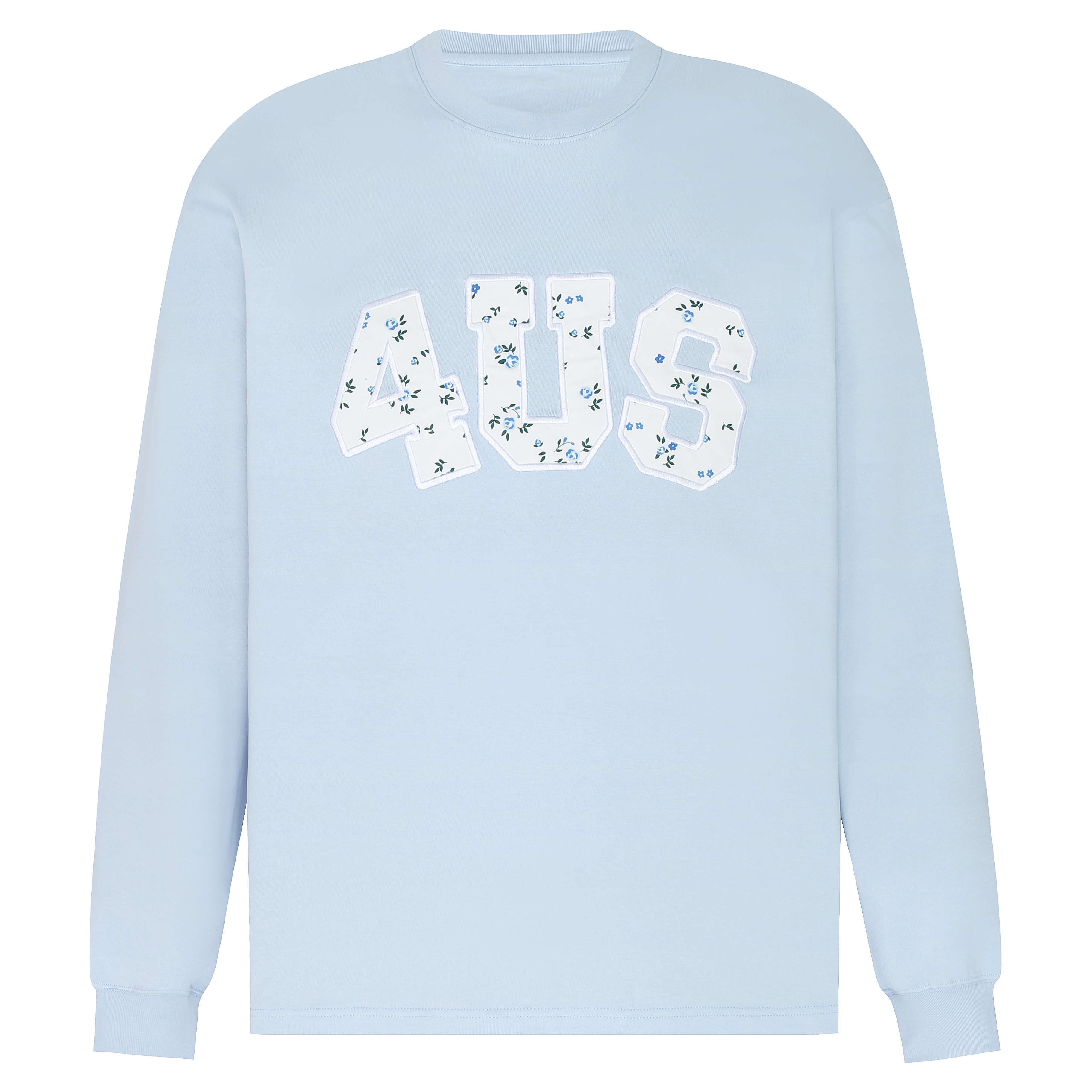 Floral Patchwork Embroidery Long Sleeve T-Shirt for Couples, National Trend, Loose Fit, Spring and Autumn Style