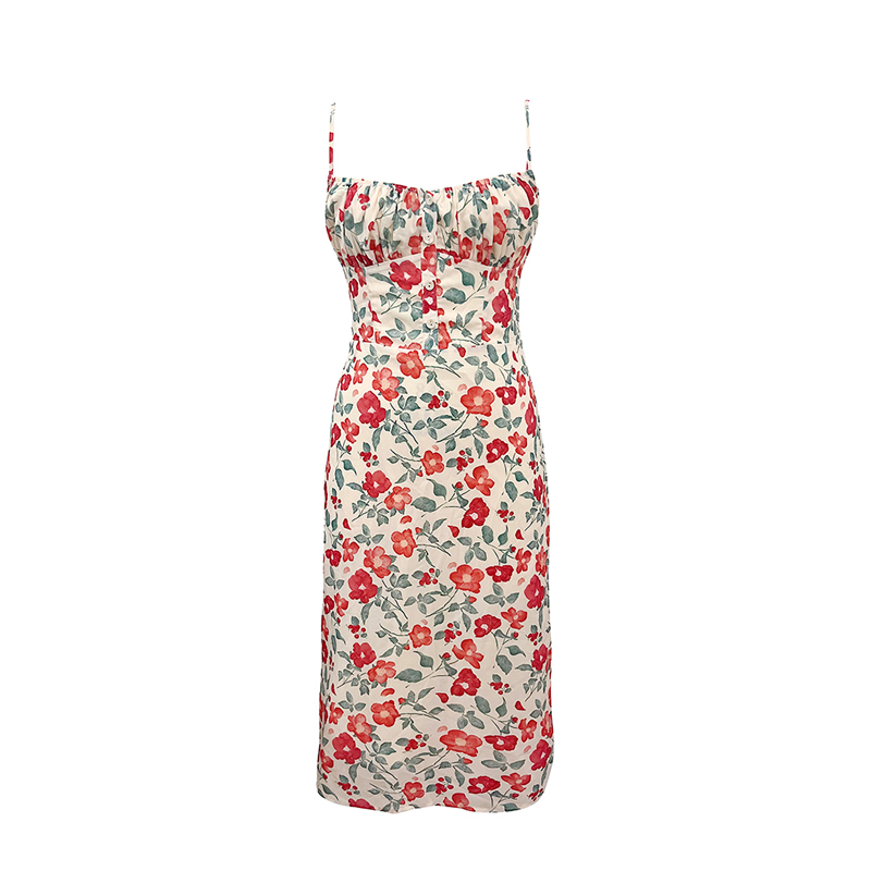 Floral Print Spaghetti Strap Dress, Slim Fit, Flattering French Style, Perfect for Summer, 90s Inspired Fashion