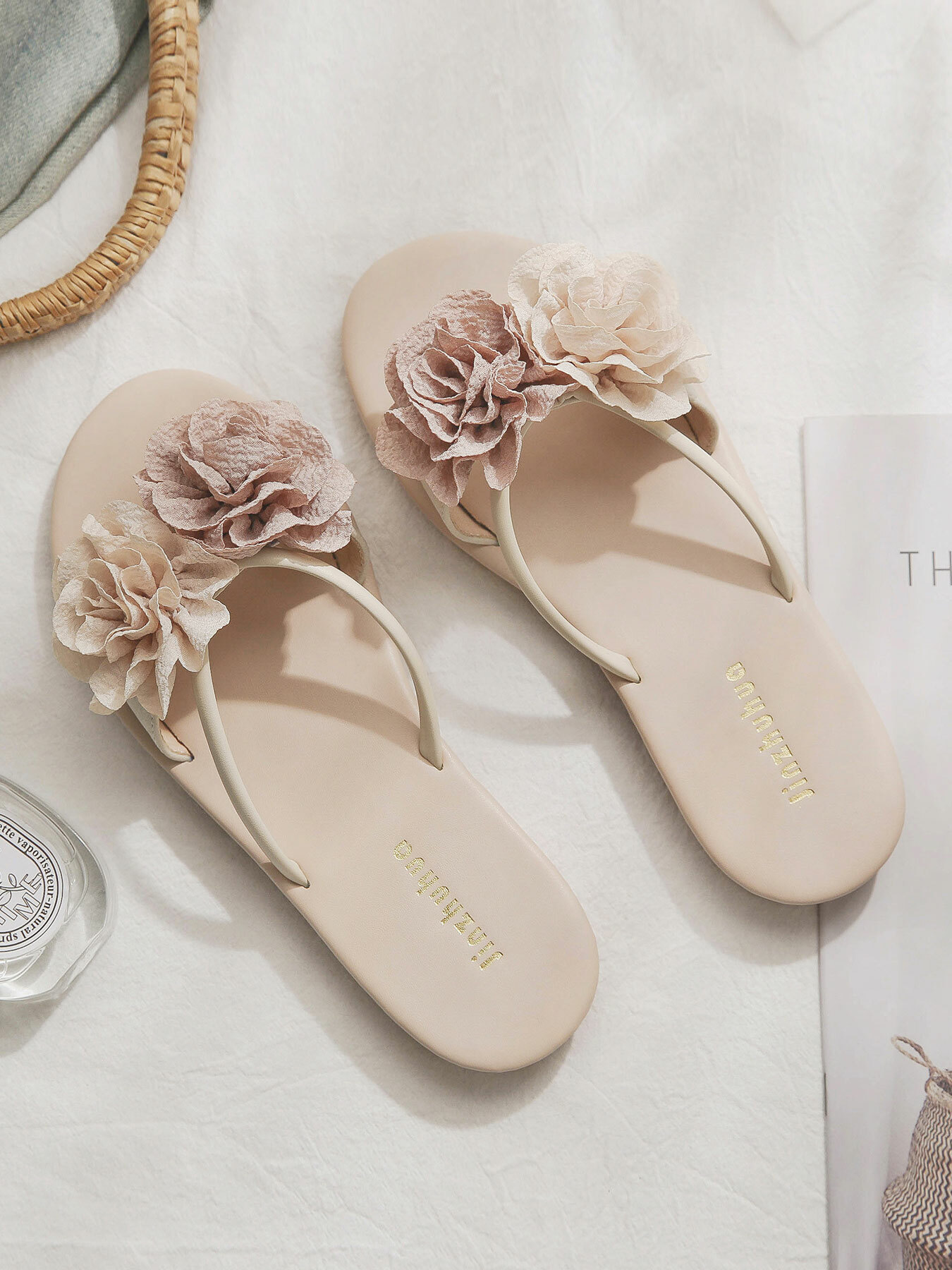 Floral Sheepskin Skirt and Sandal Set for Women - 2025 Summer Outdoor Fashion, Versatile French Style Ensemble