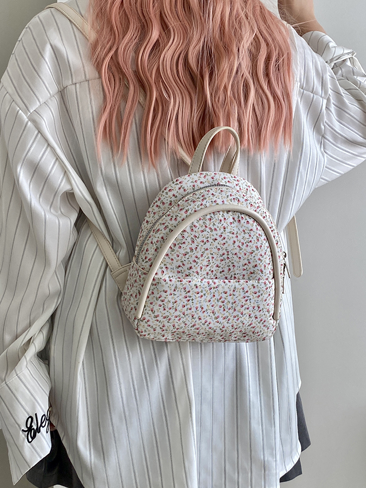 Floral Small Backpack for Women - Lightweight Spring/Summer Design, Perfect for Girls and Students, Trendy Niche Style