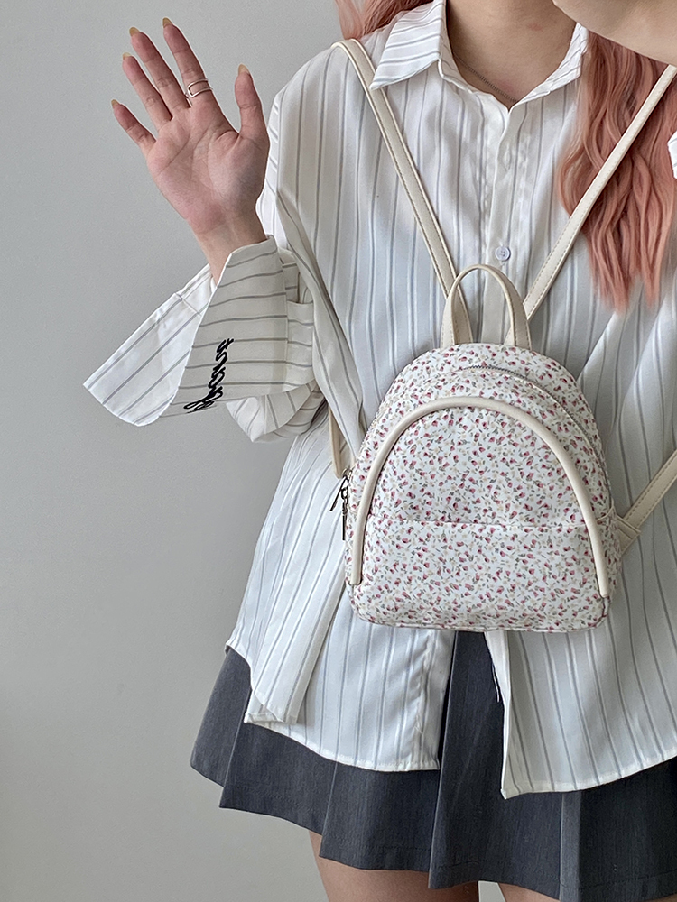 Floral Small Backpack for Women - Lightweight Spring/Summer Design, Perfect for Girls and Students, Trendy Niche Style