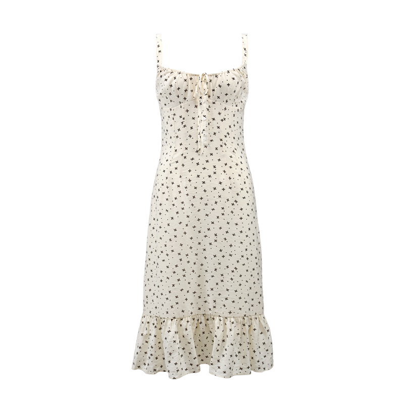 Floral Spaghetti Strap Dress - Sexy Slim Long Dress in French Style, Perfect for Summer, Y2K and 90s Fashion Lovers