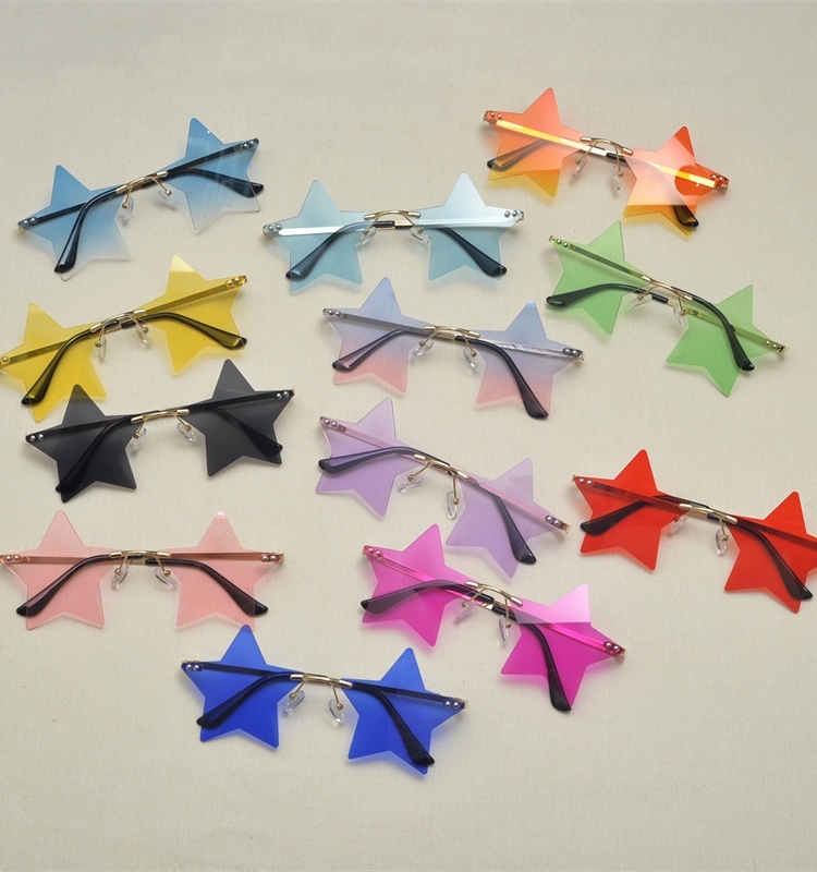 Frameless Pentagram Cut-Edge Sunglasses for Men and Women - Retro Candy-Colored Street Style Accessories