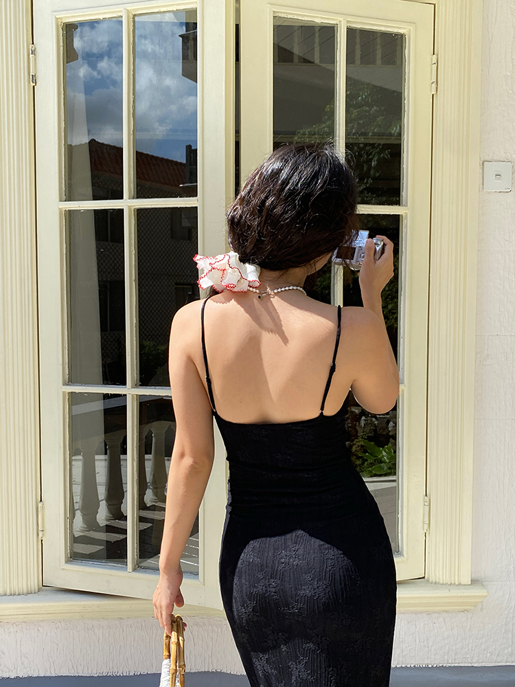 French Lace Camisole Dress with Elastic Mesh Bodycon Skirt - Slim Fit, European American Style, Perfect for Y2K and Chic Occasions