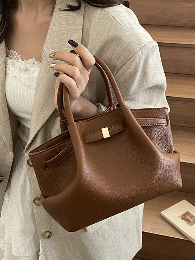 French Retro Lychee Pattern Handbag for Women - 2025 Textured Versatile Shoulder Crossbody Bag, Fashionable Commuting Style