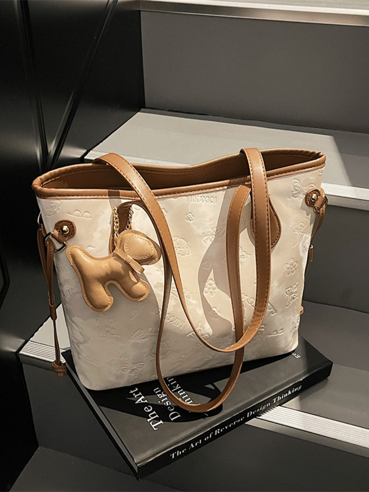 French Retro Matte Color-Blocking Tote Bag for Women - 2025 High-End Commuting Handbag, Embossed Shoulder Bag