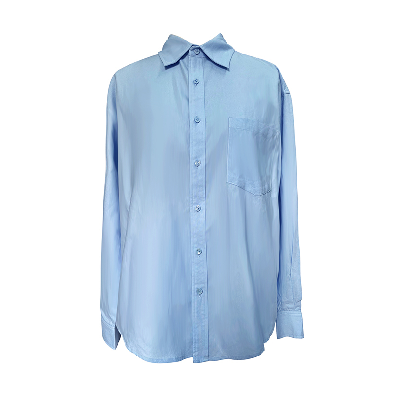 French Style Blue Cotton Shirt Set for Women - Loose Sun Protection Cardigan & A-Line High-Waisted Shorts, Perfect for Summer Outings